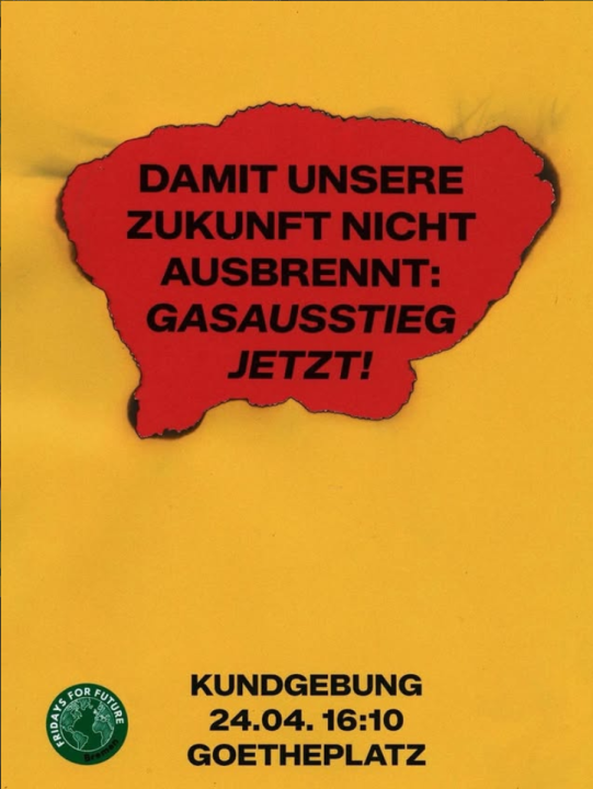Aufruf zur Kundgebung am 24.04.2026 in Bremen von Fridays For Future