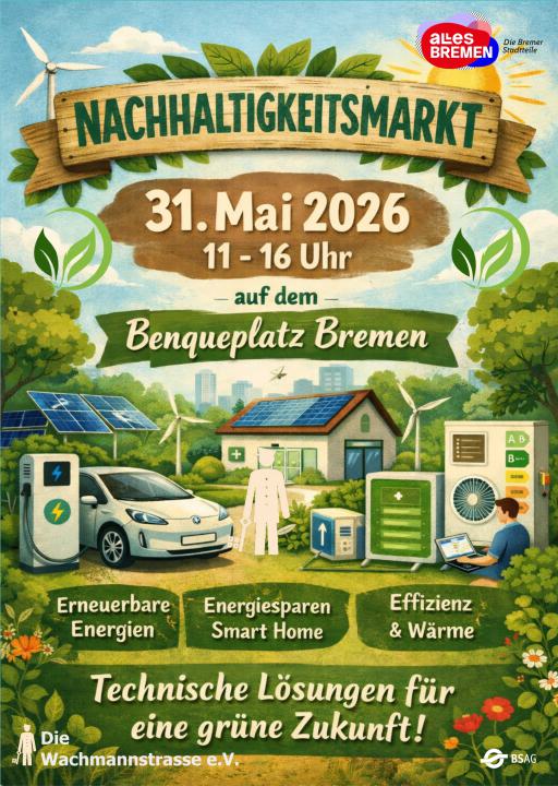 Auch ErdwärmeDich e.V. wird auf dem 1. Nachhaltigkeitsmarkt auf dem Benqueplatz einen Infostand unterhalten